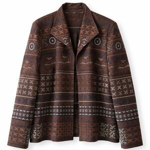 Coldwater Creek Brown Embroidered Southwestern Open-Front Jacket | Women’s